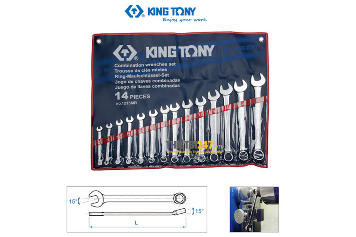 Bộ cờ lê vòng miệng 14 chi tiết 8-24mm Kingtony 1215MR