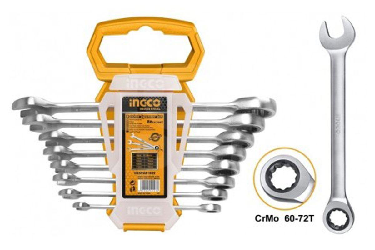 Bộ 8 cờ lê vòng miệng hai chiều 8- 19mm INGCO HKSPAR1082