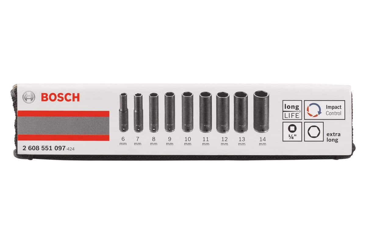 Bộ 9 đầu tuýp 1/4'' Deep Bosch 2608551097