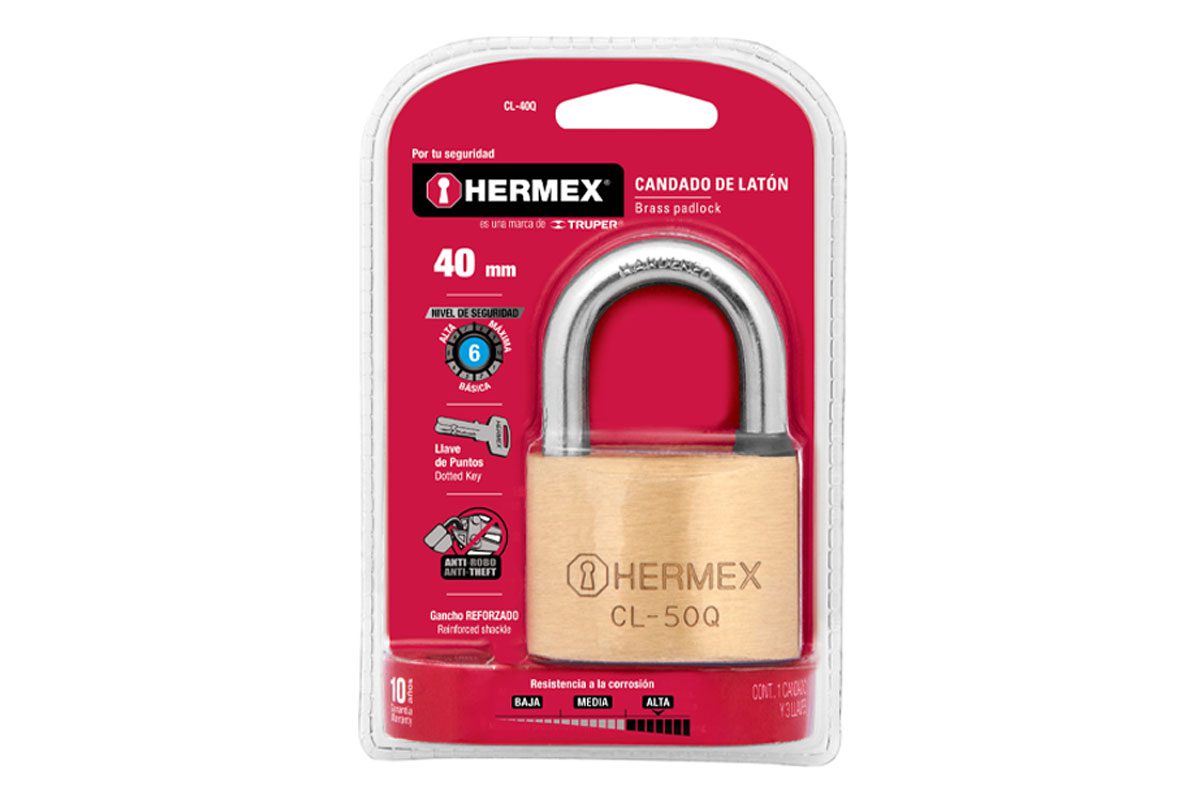 Ổ khóa treo thân đồng thau 50mm Hermex CL-50Q