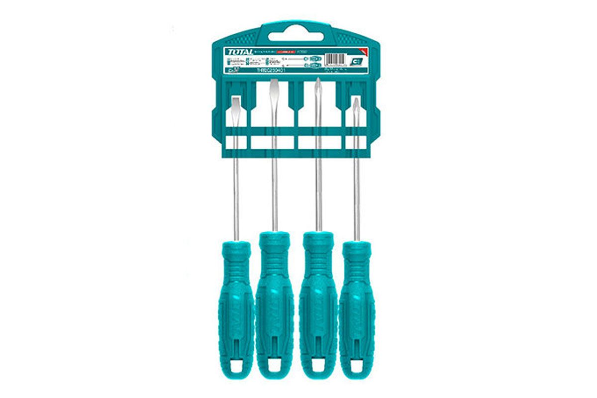 Bộ 4 tua vít dẹp và bake Total THTDC250401