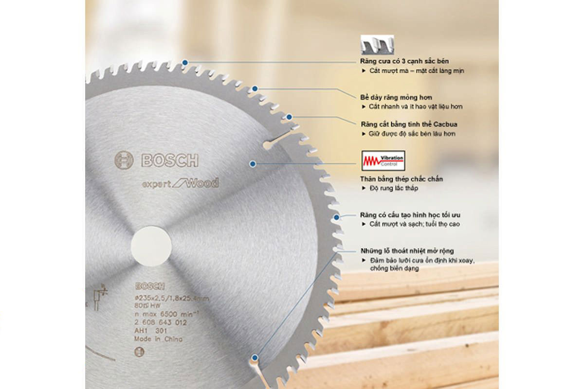 Lưỡi cưa gỗ 254x30mm T40 Bosch 2608643007