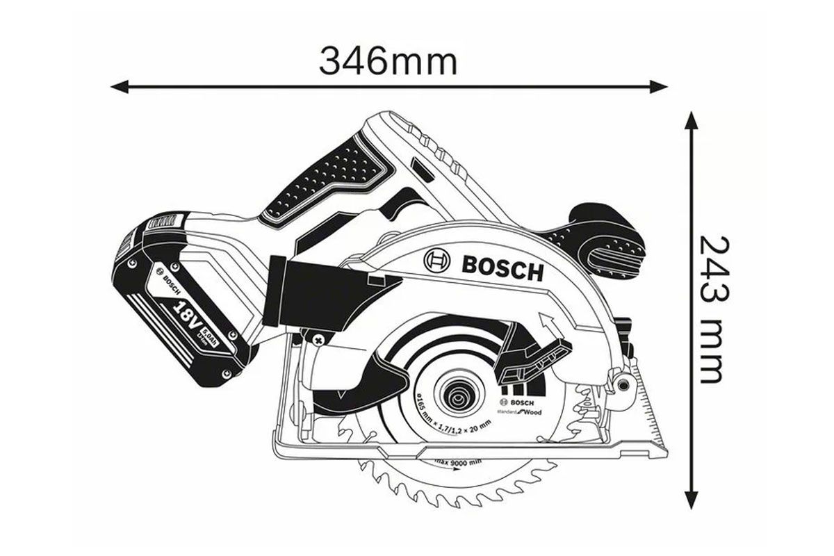 Thân máy cưa gỗ pin 18V Bosch GKS 18V-57 (SOLO)