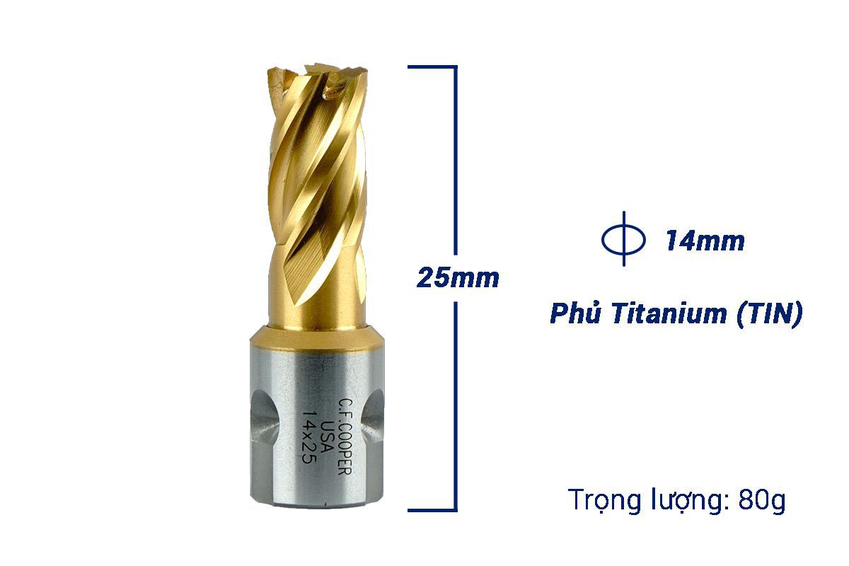 Mũi khoan từ thép gió HSS 14x25mm CFCooper MH25-14