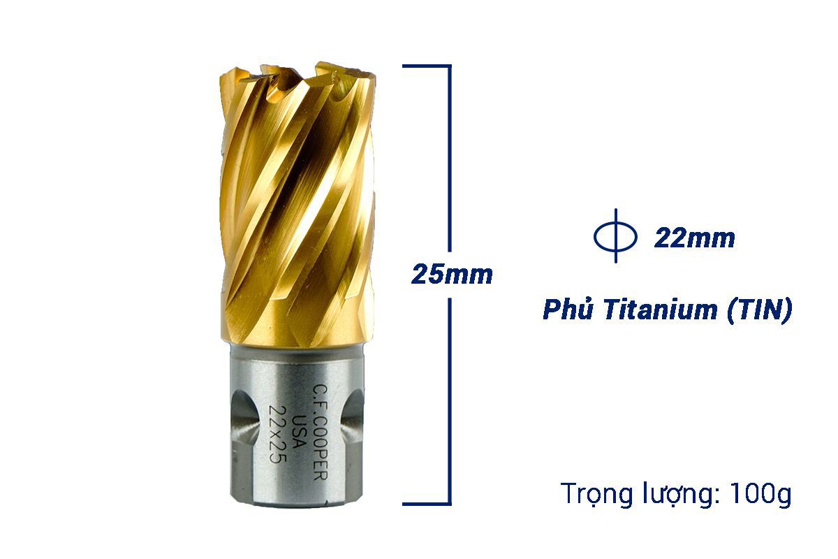 Mũi khoan từ thép gió HSS 22x25mm CFCooper MH25-22
