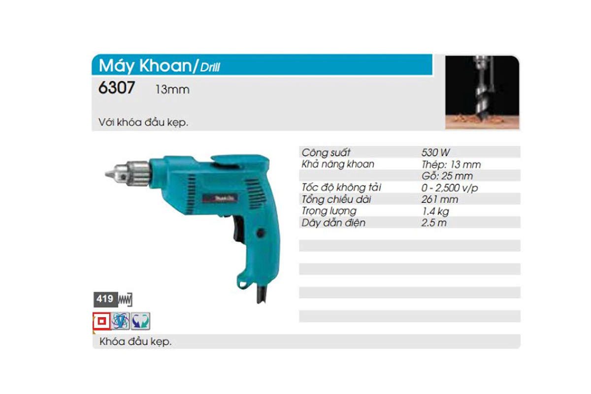 Máy khoan sắt 13mm Makita 6307