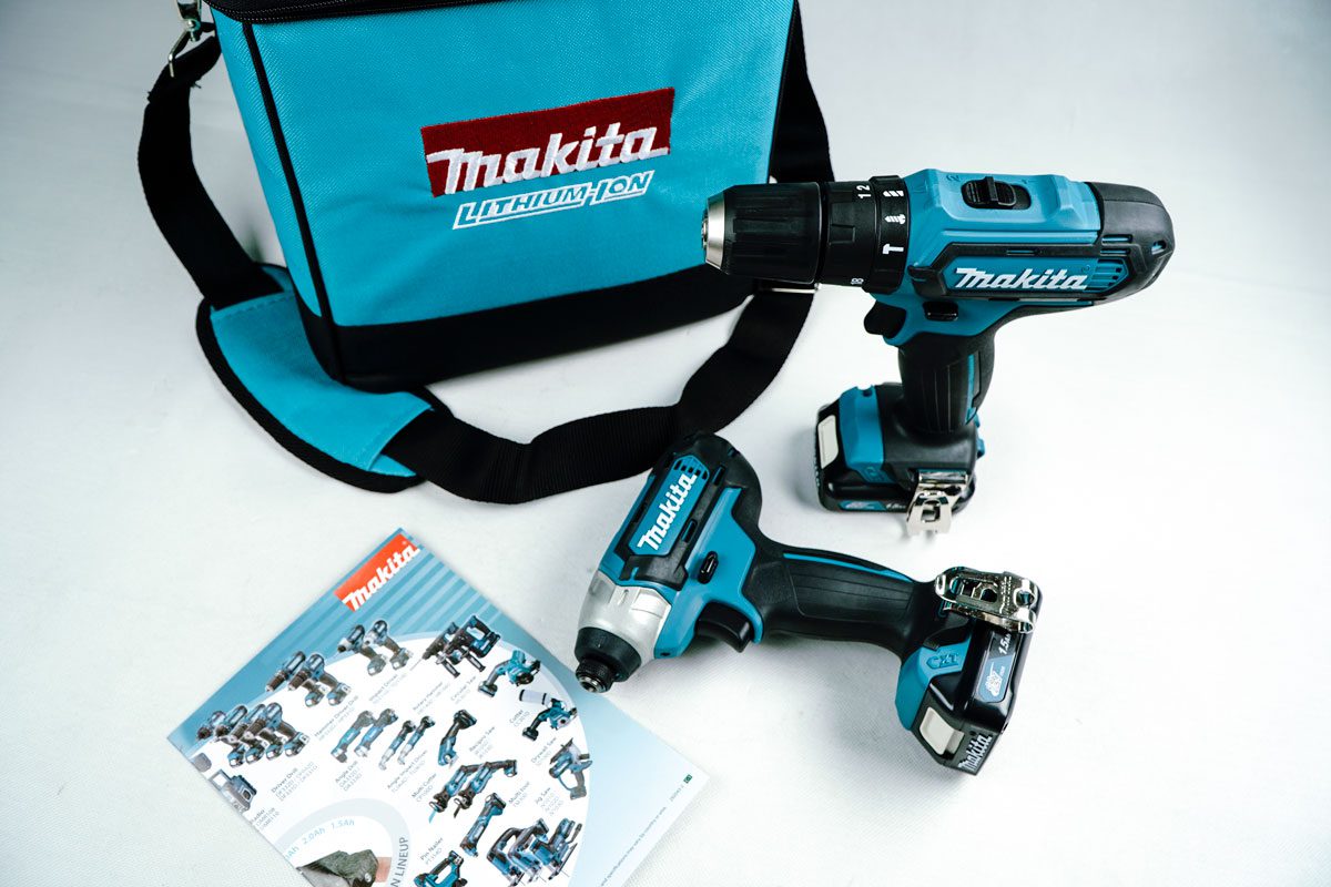 Bộ sản phẩm máy khoan búa, máy vặn vít pin 12V Makita CLX228S