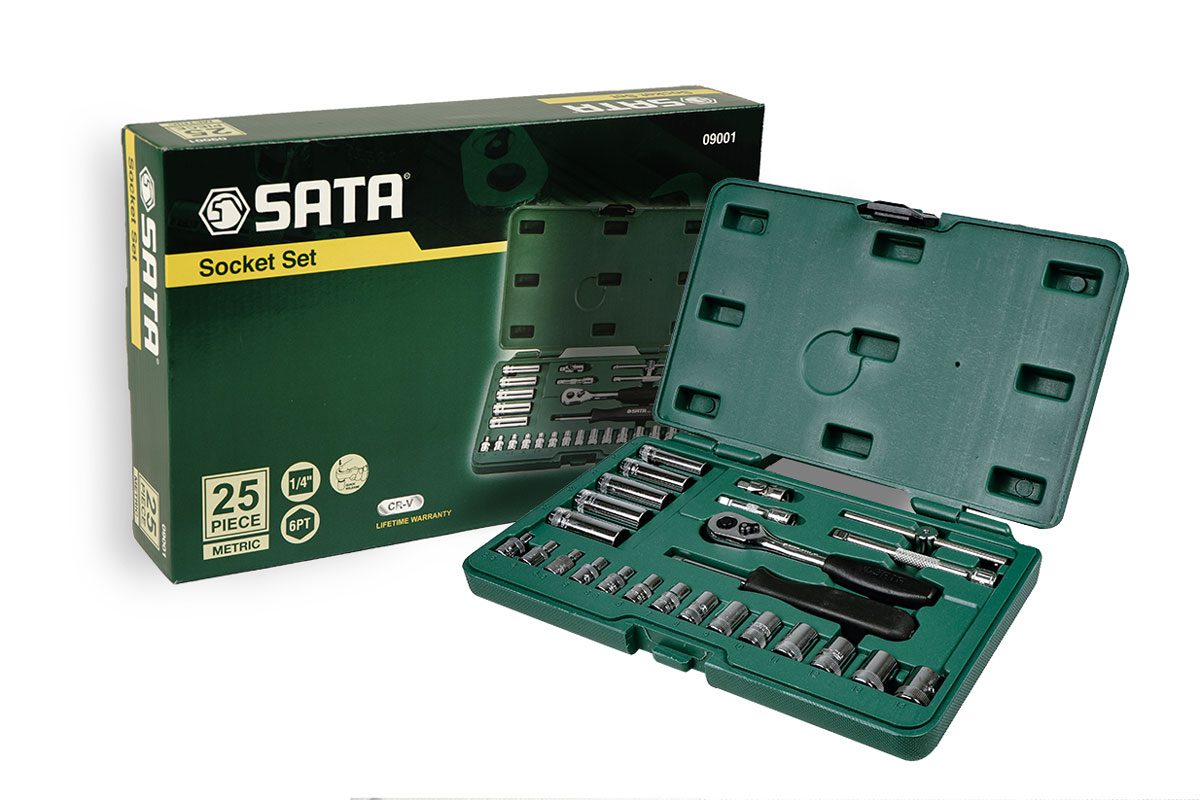 Bộ đầu tuýp 25 chi tiết 1/4 in Sata 09001