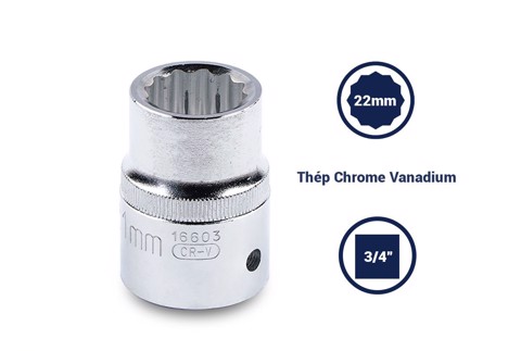 Đầu tuýp 12 cạnh 3/4in - 21mm Sata 16603