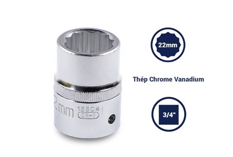 Đầu tuýp 12 cạnh 3/4in - 22mm Sata 16604