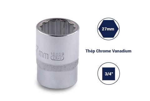 Đầu tuýp 12 cạnh 3/4in - 27mm Sata 16609