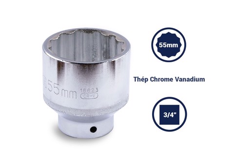 Đầu tuýp 12 cạnh 3/4in - 55mm Sata 16623