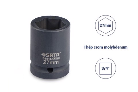 Đầu tuýp đen 6 cạnh 3/4in - 27mm Sata 34515