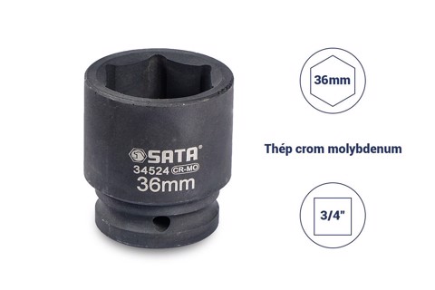 Đầu tuýp đen 6 cạnh 3/4in - 36mm Sata 34524