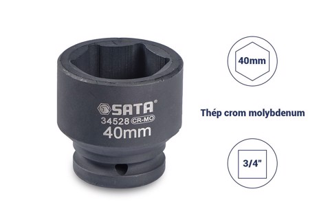 Đầu tuýp đen 6 cạnh 3/4in - 40mm Sata 34528