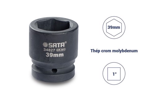 Đầu tuýp đen 6 cạnh 1in - 39mm Sata 34827