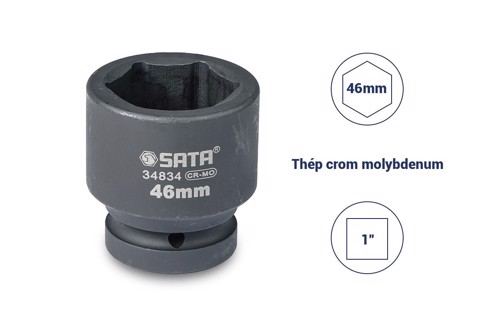 Đầu tuýp đen 6 cạnh 1in - 46mm Sata 34834