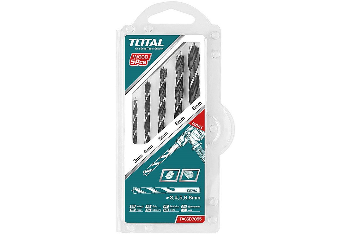 Bộ 5 mũi khoan gỗ 3-8mm Total TACSD7055