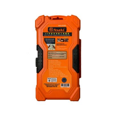 Bộ dụng cụ đa năng & tay vặn 2 chiều 33 chi tiết Asaki AK-6358