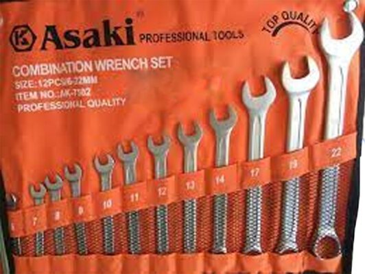 Bộ cờ lê vòng miệng 12 chi tiết xi mờ Asaki AK-7502