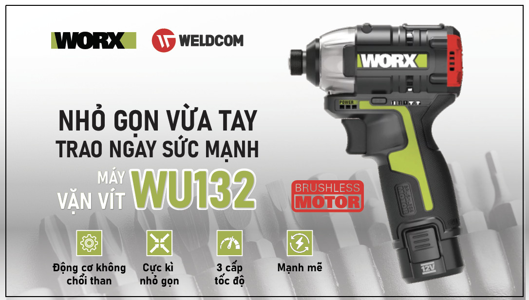 Máy vặn vít động lực WU132 Worx Green