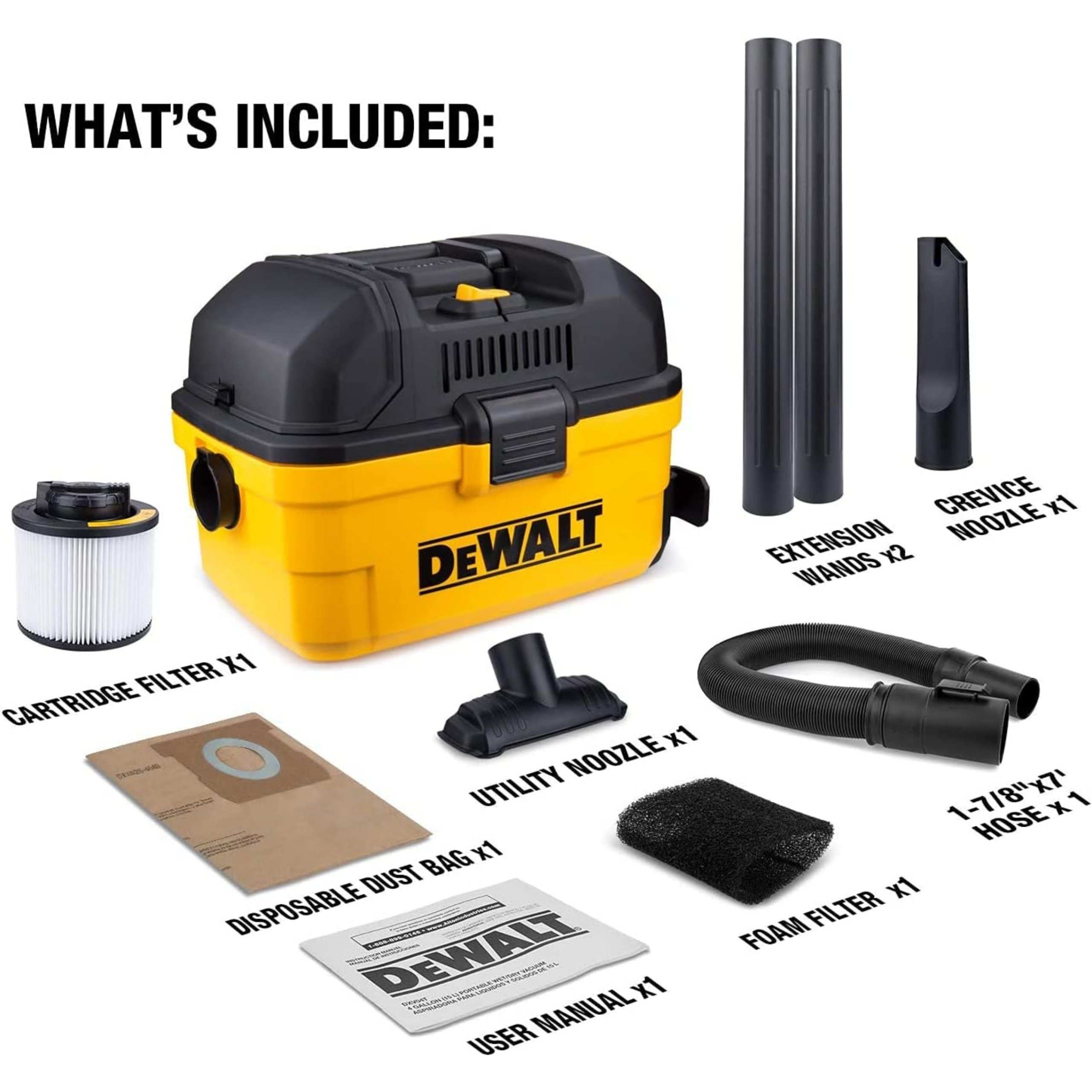 Máy hút bụi  Dewalt DXV15T có công suất tối đa 1350W (18HP)