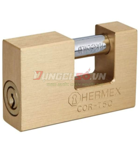 Ổ khoá cầu ngang thân đồng inox chống cắt 75mm Hermex COR-75Q