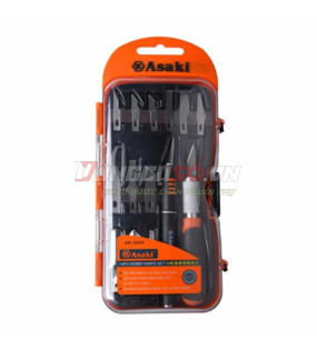 Bộ dao điêu khắc cao cấp 2 cán dao + 12 lưỡi dao 14 chi tiết Asaki AK-3960