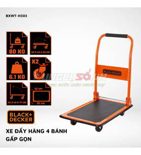 Xe đẩy hàng 4 bánh Black and Decker H303 | Tải trọng 80/100kg