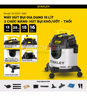Máy hút bụi Gia dụng 3 chức năng Stanley SL19301-4BA – 15L – 13Kpa