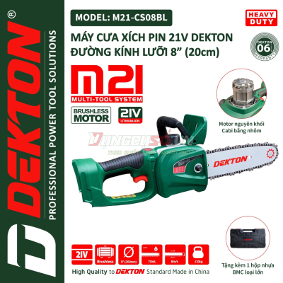Thân máy cưa xích 20mm pin 21V Dekton M21-CS08BL