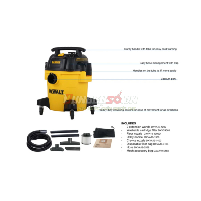 Máy hút bụi 3 chức năng 20L Dewalt DXV20P | 20 lít – 15Kpa