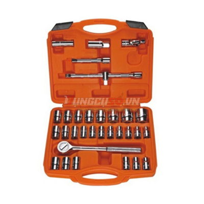 Bộ tuýp 1/2″ 6 và 12 cạnh 32 chi tiết xi bóng Cr-V Asaki AK-9772