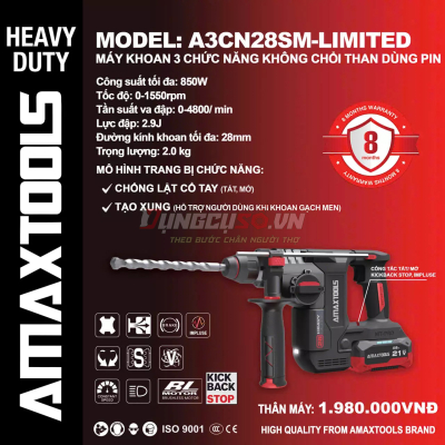 Thân máy khoan bê tông Pin 21V Amatools A3CN28SM-Limited 