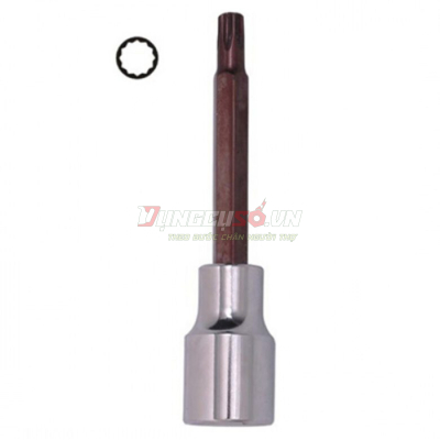 Đầu tuýp gắn mũi bông 12 cạnh dài (thép hợp kim cao cấp S2) M5 x 100mm Asaki AK-7233