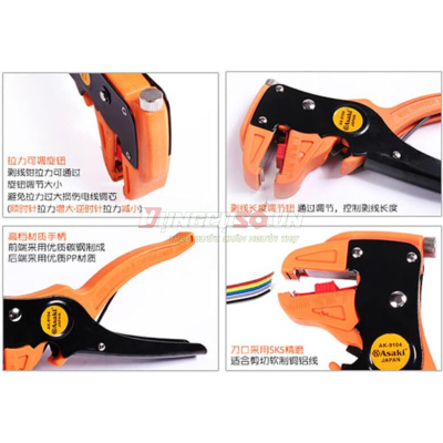 Kềm tuốt dây điện mỏ quạ 0.5 &#8211; 6mm2 Asaki AK-9104