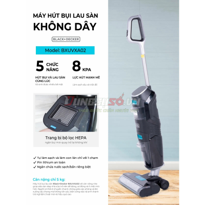 MÁY HÚT BỤI LAU SÀN THÔNG MINH KHÔNG DÂY 5 CHỨC NĂNG  BXUVXA02
