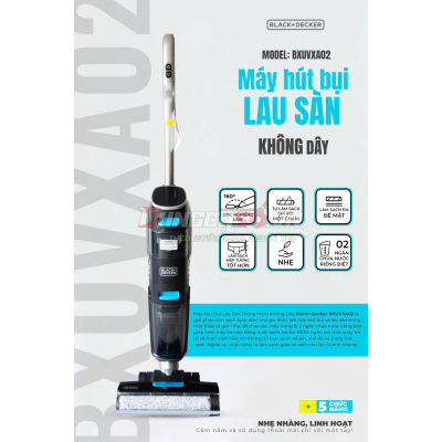 MÁY HÚT BỤI LAU SÀN THÔNG MINH KHÔNG DÂY 5 CHỨC NĂNG  BXUVXA02