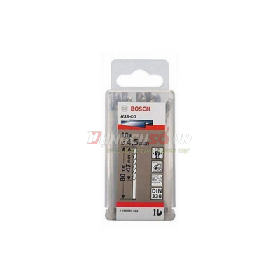 Mũi khoan INOX HSS-Co 4.5mm (hộp 10 mũi)