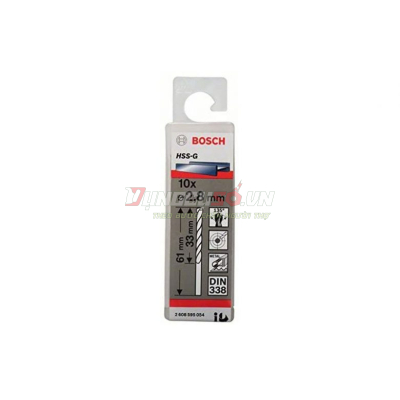 Mũi khoan sắt HSS-G 2.8mm (hộp 10 mũi)