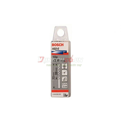 Mũi khoan sắt HSS-G 3.6mm (hộp 10 mũi)