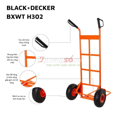 Xe đẩy hàng 2 bánh cao cấp Black and Decker H302 | Tải trọng 120/150kg