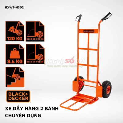 Xe đẩy hàng 2 bánh cao cấp Black and Decker H302 | Tải trọng 120/150kg