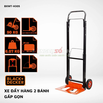 Xe đẩy hàng 2 bánh cao cấp Black and Decker H305 | Tải trọng 90/100kg