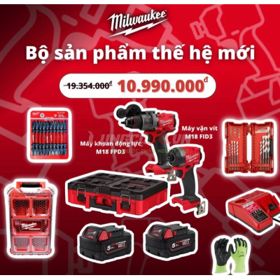 Bộ combo sản phẩm thế hệ mới Milwaukee - Số lượng có hạn
