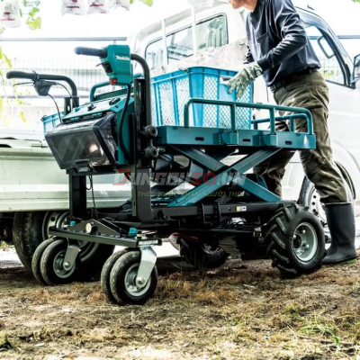 Xe vận chuyển hàng hóa dùng pin, tải 300kg, nâng điện, motor Makita DCU601Z
