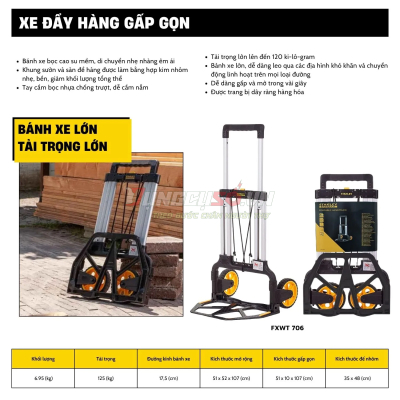 Xe đẩy hàng 2 bánh Stanley Fatmax – USA FXWT-706 |  Tải trọng 125kg