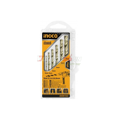 Bộ 6 Mũi Khoan Kim Loại Hss INGCO AKDB1065
