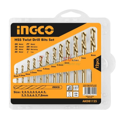 Bộ 12 mũi khoan kim loại Hss INGCO AKDB1125