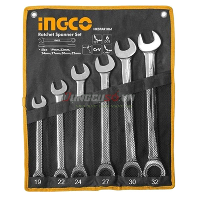 Bộ 6 cờ lê vòng miệng hai chiều 19- 32mm INGCO HKSPAR1061
